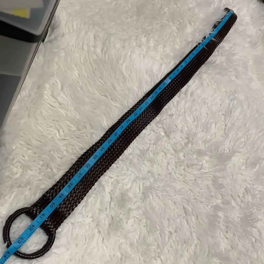 🟢3 for $20 ——-WOVEN leather adjustable wide belt 2 ring unbranded women’s